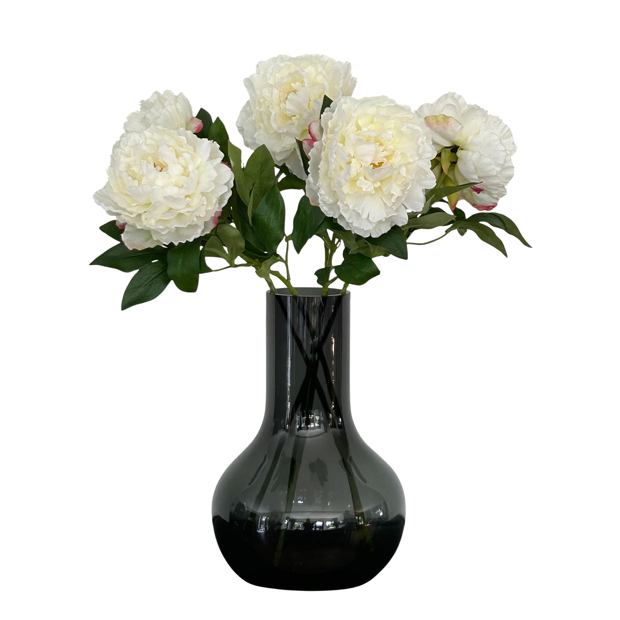 Vijf crèmekleurige pioenen