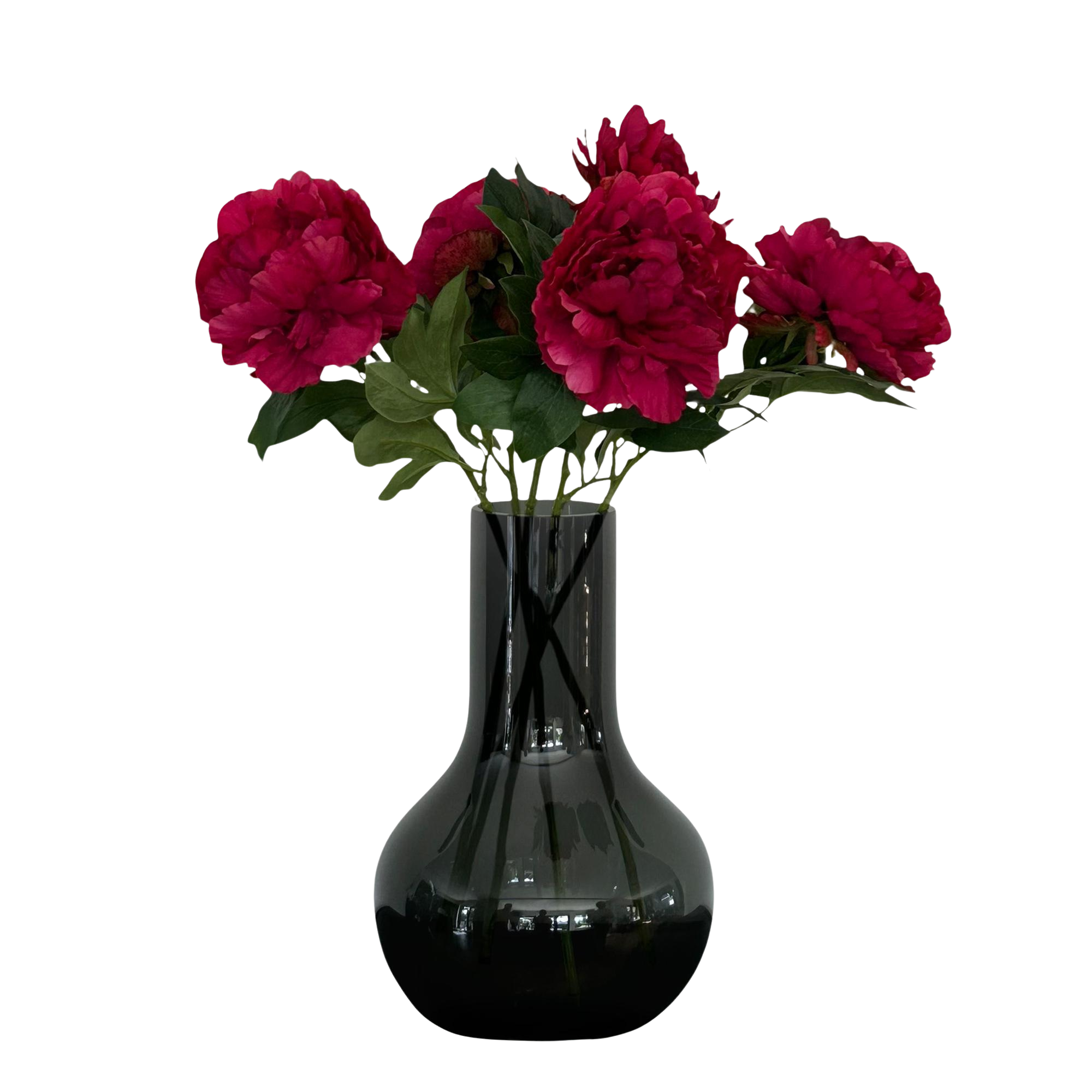 Vijf donkerroze pioenen