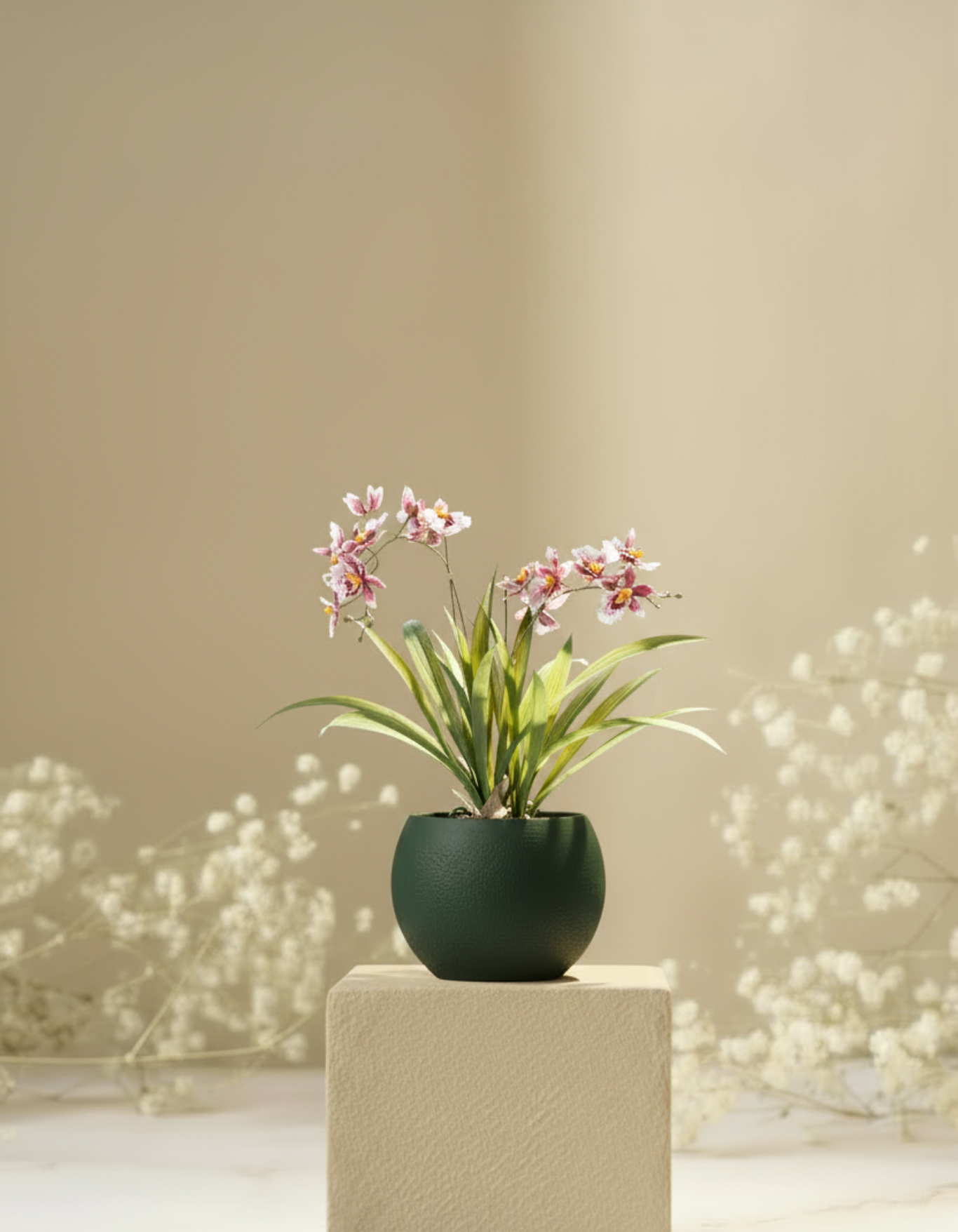 Kunstplant Orchidee Bordeaux 45cm